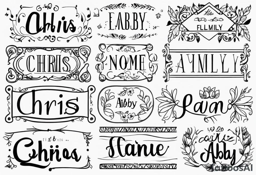 Use these names in a design:
Chris, Abby, Emily, Elena tattoo idea