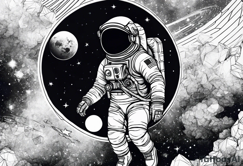 astronaut floating in space tattoo idea