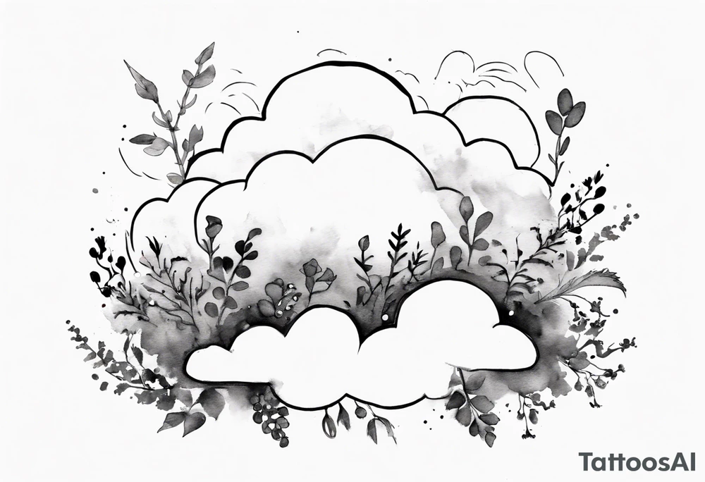 cloud with little plants and the date 12.08.05 tattoo idea cloud with little plants and the date 12.08.05 tattoo idea
