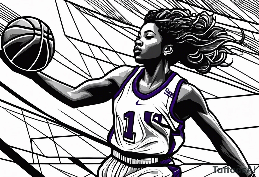 Angel Reese playing basketball at LSU tattoo idea