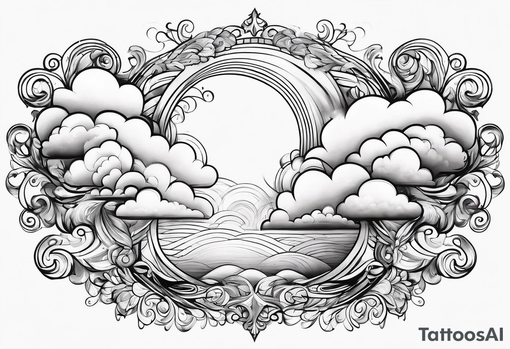 heaven clouds swirl vignette tattoo idea