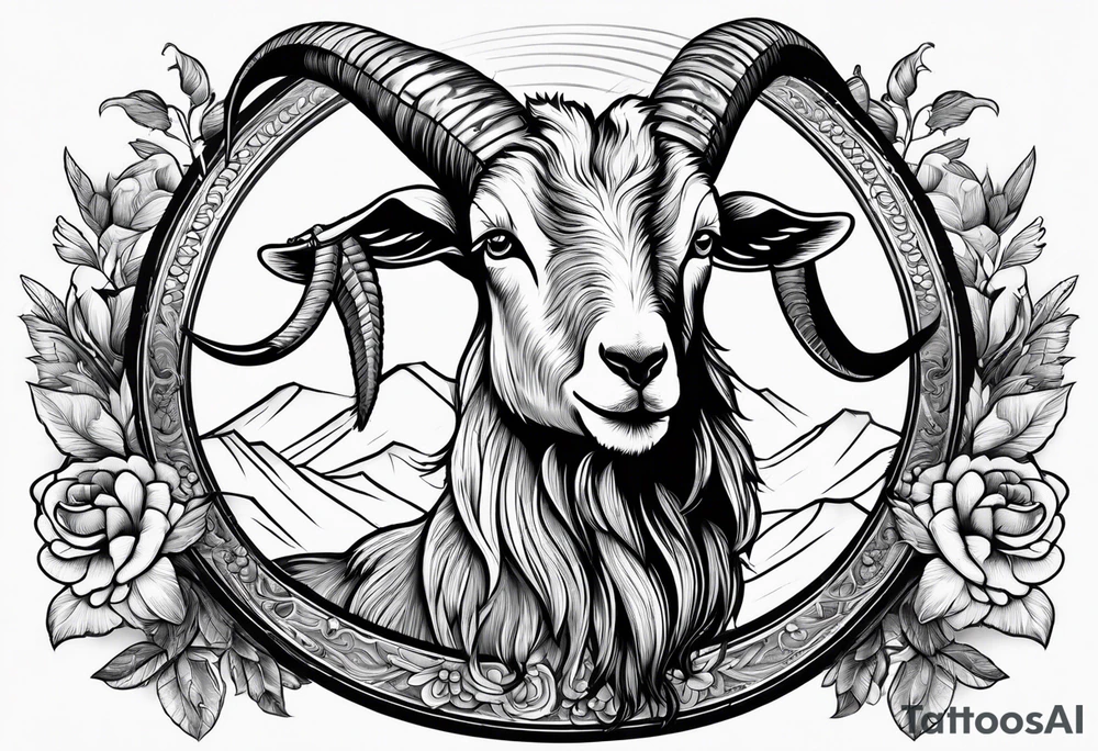 Image of goat combined with commandment. tattoo idea