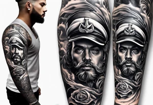 arm full sleeve eyes smoke tattoo idea