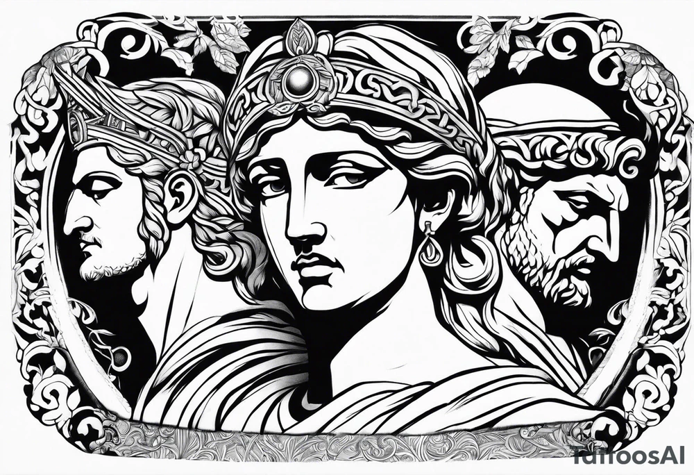 religious theme with some greek gods tattoo idea