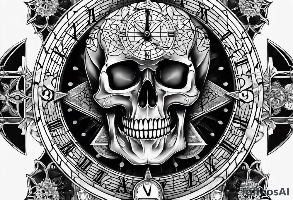 sacredgeometry, skull, clock, life, love tattoo idea