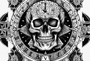 sacredgeometry, skull, clock, life, love tattoo idea