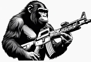 Ape holding ak47 tattoo idea