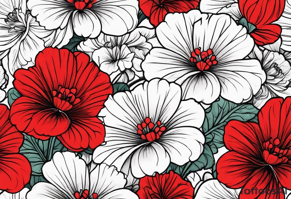Raining red geraniums tattoo idea