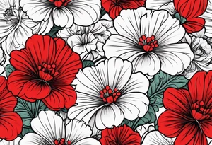 Raining red geraniums tattoo idea