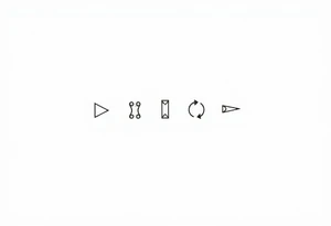 a play, a pause, a stop, and a rewind symbol in it tattoo idea
