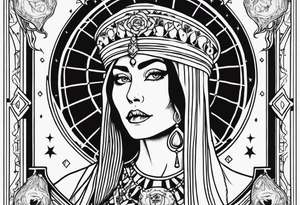 High priestess as a skeleton tarot card tattoo idea