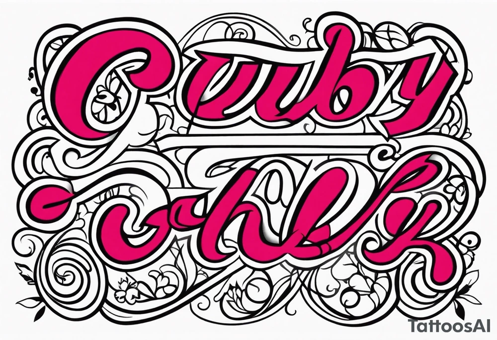 Generate a girly tattoo with the name of: Ruby tattoo idea