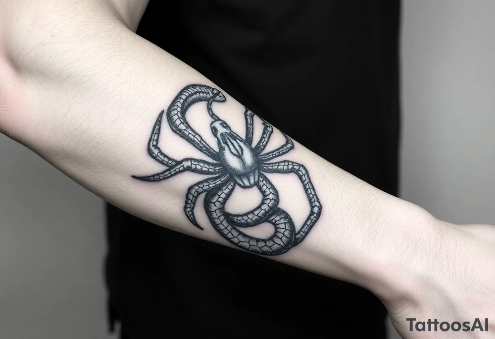 Snake wrapped from a spider tattoo idea