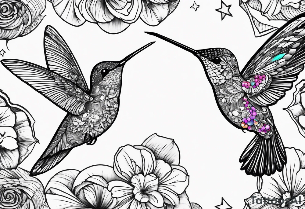 Humming bird, candy, golf, stars tattoo idea