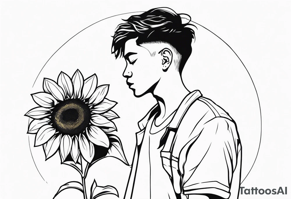 boy with sunflower tattoo idea