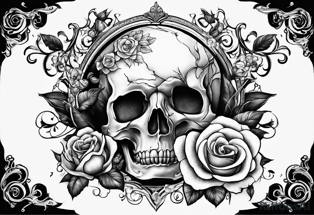 The word NoLuv with clouds and a dead rose around it tattoo idea The word NoLuv with clouds and a dead rose around it tattoo idea