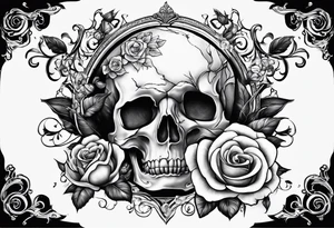 The word NoLuv with clouds and a dead rose around it tattoo idea