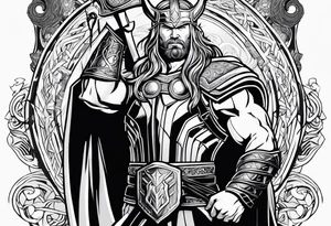 thor norse god of thunder with norse letter tattoo idea