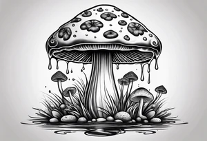 Shaggy mane mushroom with fluid dripping from mushroom cap mandala tattoo design tattoo idea