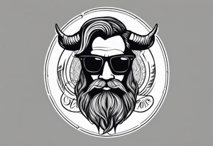 capricorn with beard and sunglasses tattoo idea