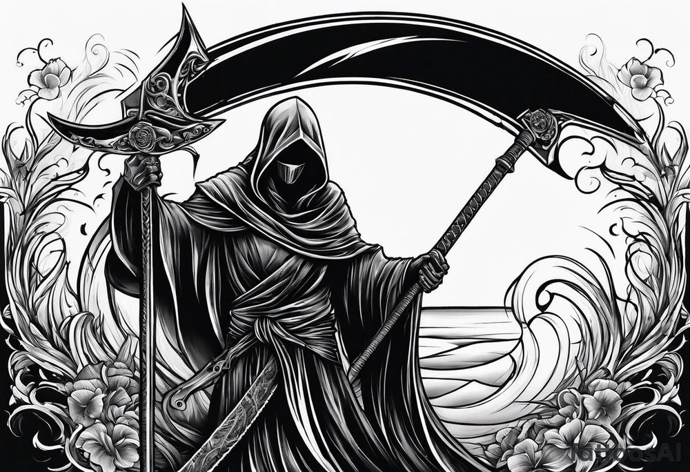 Grim reapers scythe tattoo idea