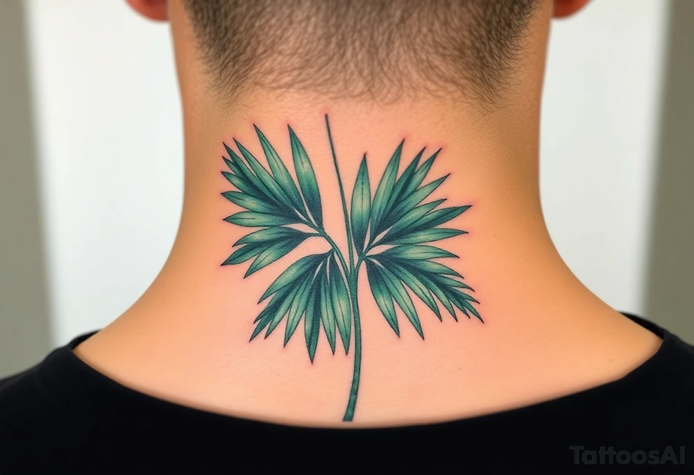 realistic large woven palm leaves tattoo idea