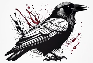 a black dead raven dripped in blood tattoo idea