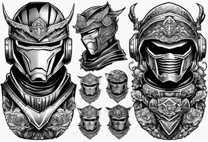 Angry Male Modern robot ninja tattoo idea