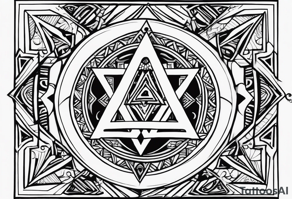 Ancient tetragrammaton to represent God's chosen one with elegant flair and the names "Vivian" and "Brandon" hidden in the background tattoo idea