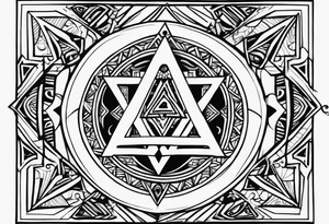 Ancient tetragrammaton to represent God's chosen one with elegant flair and the names "Vivian" and "Brandon" hidden in the background tattoo idea