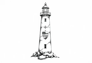 Lighthouse with coat of arms tattoo idea
