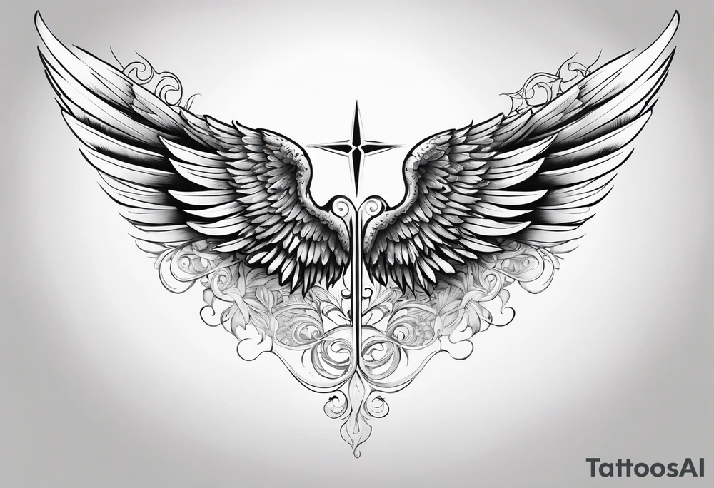 The word Glenn with angel Wings at the side tattoo idea