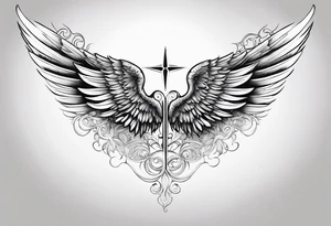 The word Glenn with angel Wings at the side tattoo idea