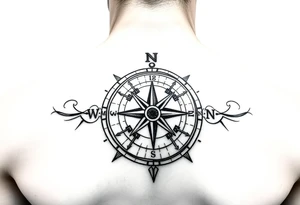 detailed compass including directions tattoo idea