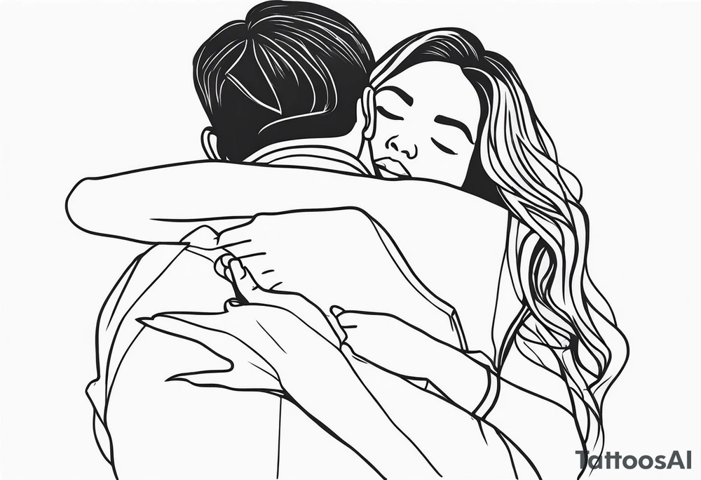 outline of people hugging tattoo idea