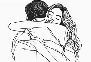 outline of people hugging tattoo idea