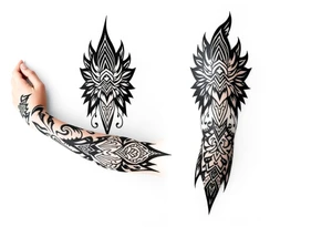 bold line shaman and indian style tattoo idea