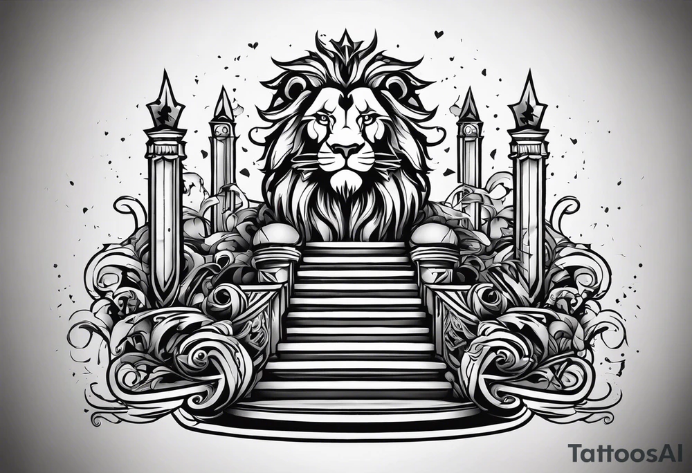 Valhalla lion sword stairs tattoo idea