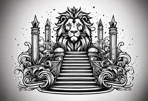 Valhalla lion sword stairs tattoo idea