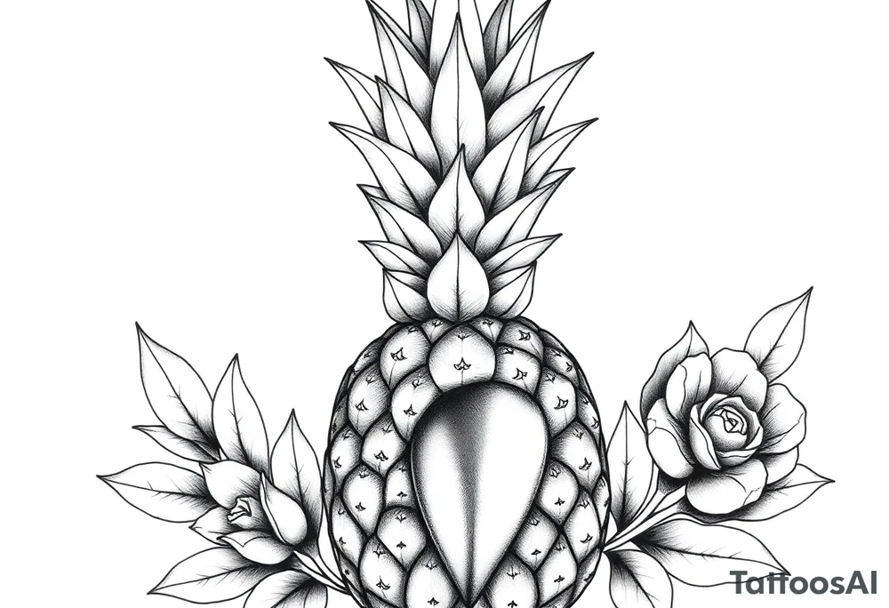 Majestic crown pineapple ,vagina and anus tattoo idea