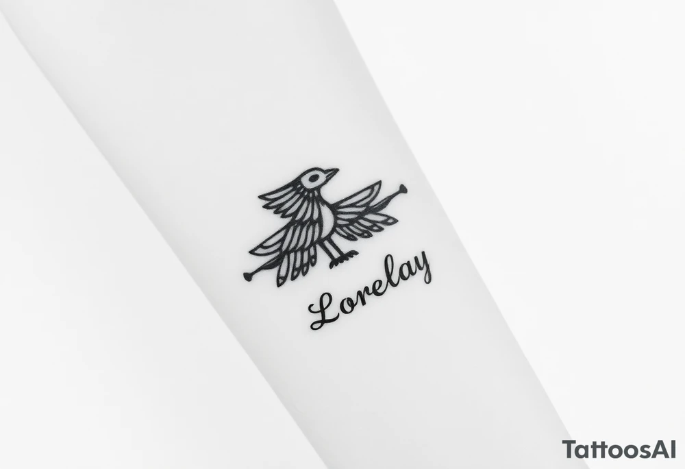 Crea un diseño significativo sobre la cultura egipcia y que tenga el nombre escrito por de bajo del diseño el nombre de mi hermana Lorelay tattoo idea