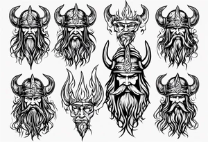 A viking riding face with flames tattoo idea