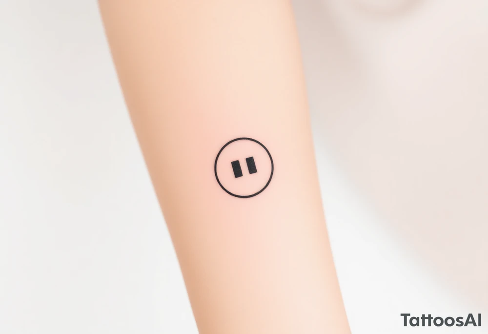 Line tattoo with play symbol, pause symbol, stop symbol, rewind symbol, mental health awareness tattoo idea