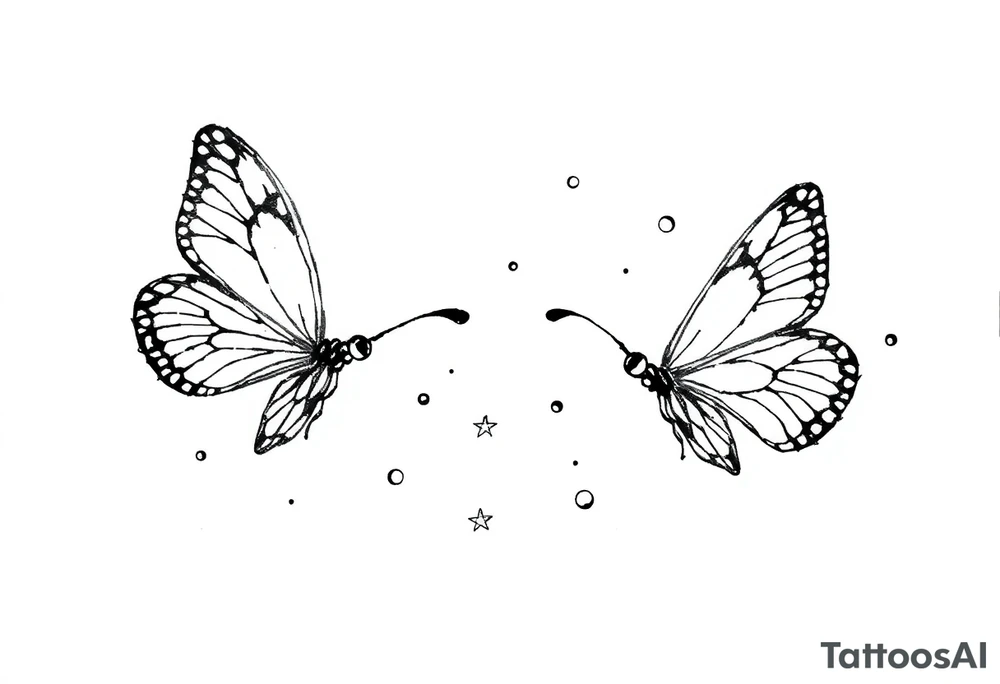 Simple butterflies with lots of sparkles and some bubbles tattoo idea