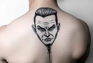 give me a full neck tattoo of Richie rich 
 in black ink tattoo idea