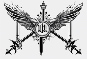 The letter W with arrows incorporated tattoo idea