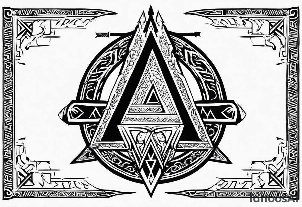 Valhalla sword 
 dragon axe Valknut tattoo idea
