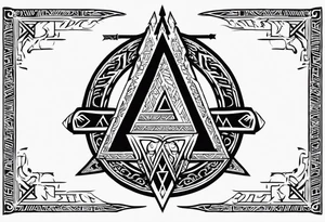Valhalla sword 
 dragon axe Valknut tattoo idea