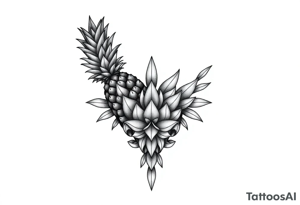 Bushy crown pineapple vagina, design to go over vagina , erotic vagina area design, anus to be at the bottom tattoo idea