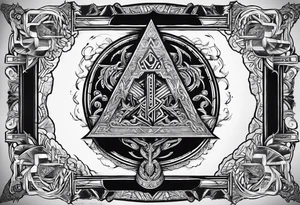 Valhalla sword shield  axe 
Valknut  ruins lightnings tattoo idea
